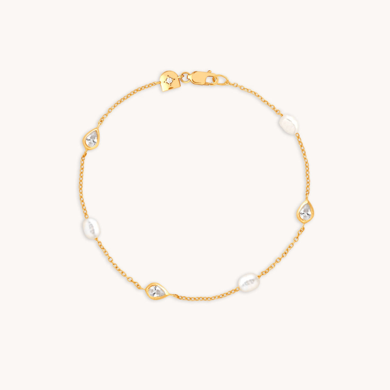 Pearl & Crystal Charm Bracelet for Women