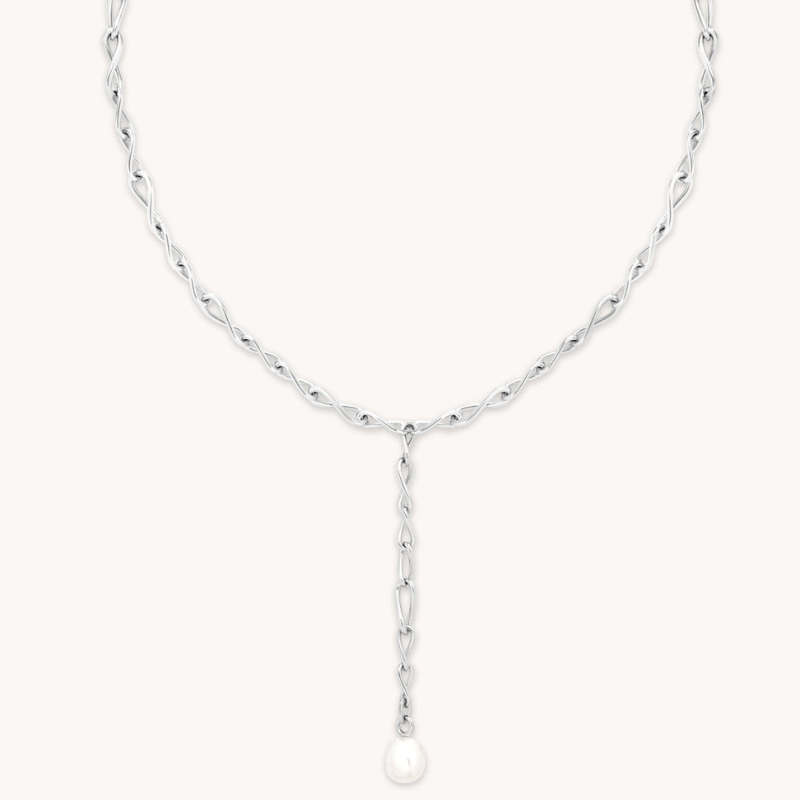 Infinite Pearl Lariat Necklace for Women