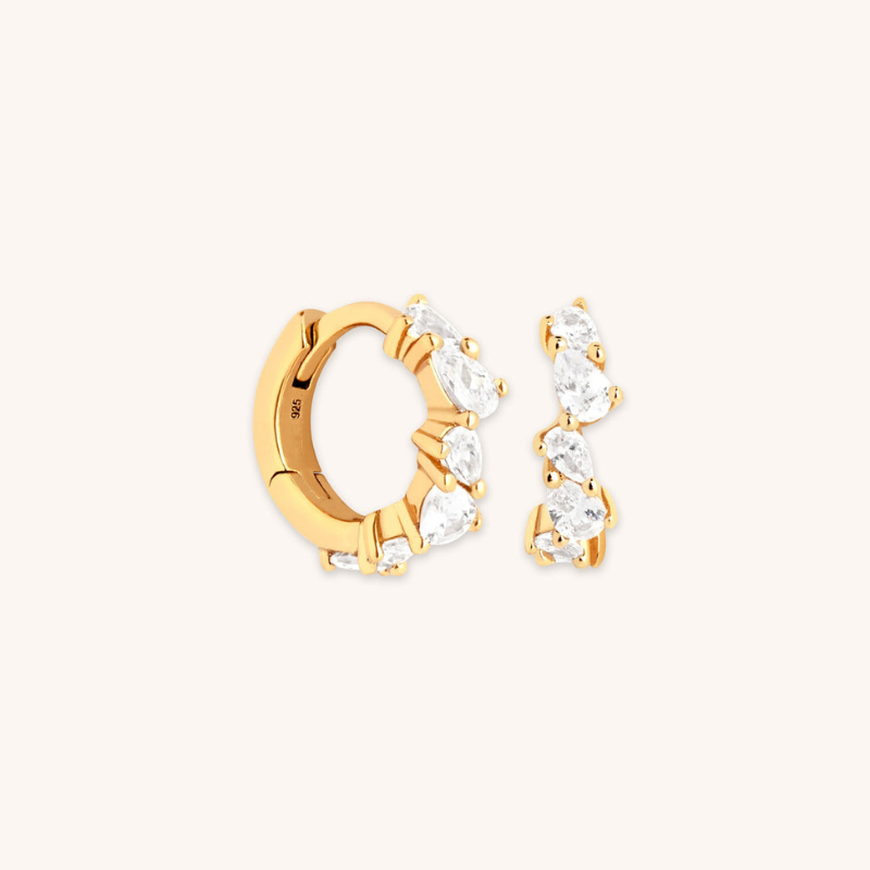 Crystal Pear Huggie Earrings for Women