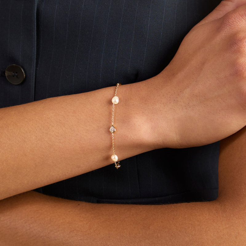 Pearl & Crystal Charm Bracelet for Women