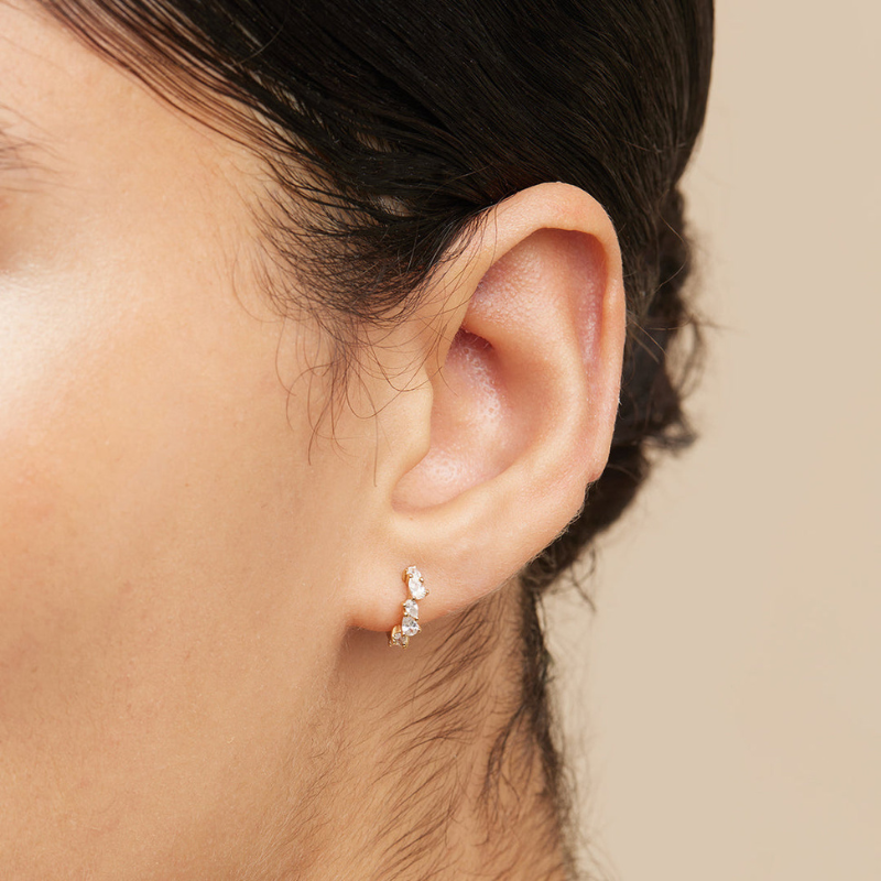 Crystal Pear Huggie Earrings for Women