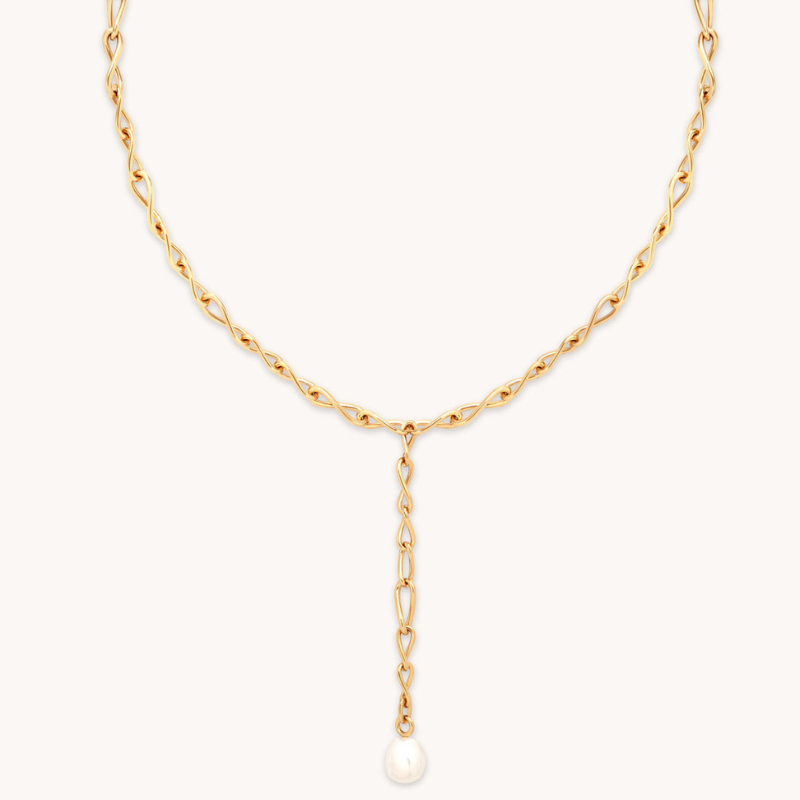 Infinite Pearl Lariat Necklace for Women
