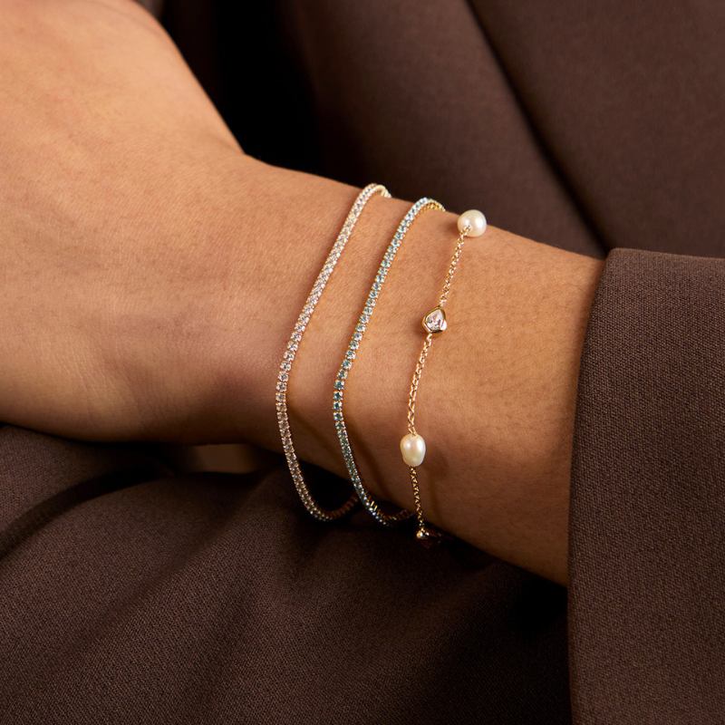 Pearl & Crystal Charm Bracelet for Women