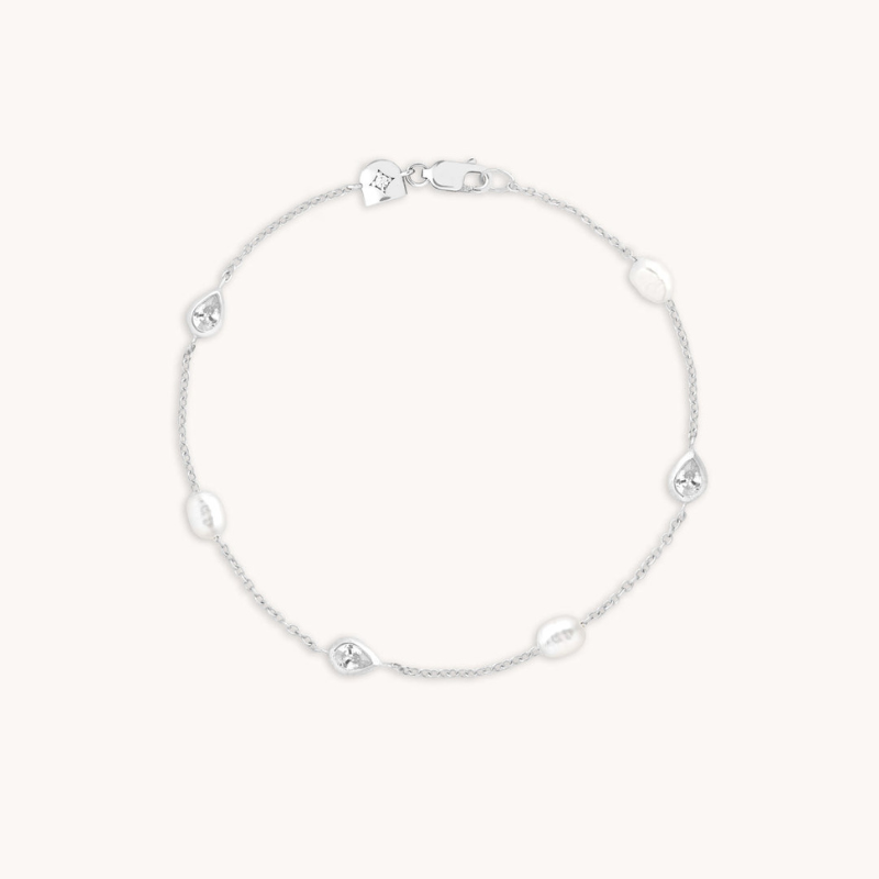 Pearl & Crystal Charm Bracelet for Women