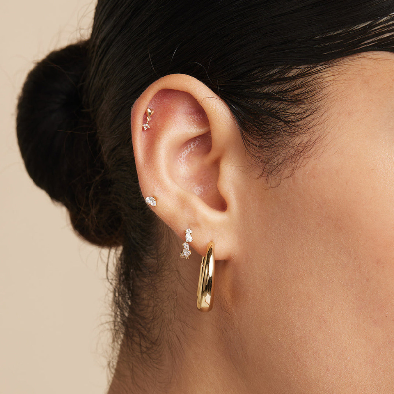 Crystal Pear Huggie Earrings for Women