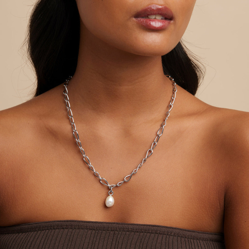 Infinite Pearl Lariat Necklace for Women
