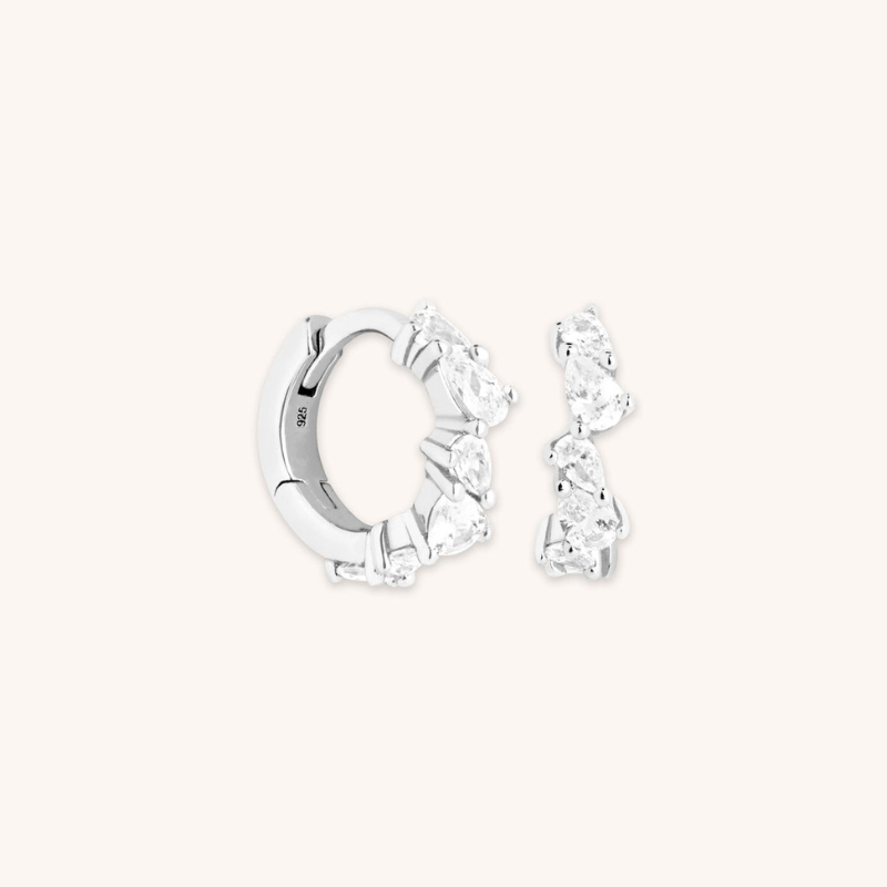 Crystal Pear Huggie Earrings for Women