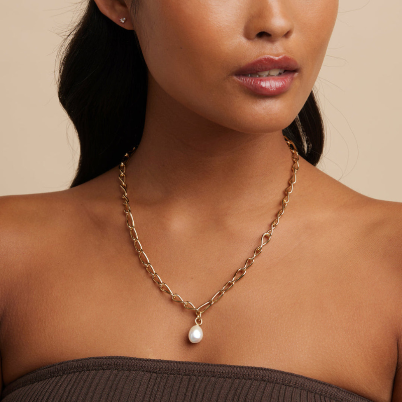 Infinite Pearl Lariat Necklace for Women