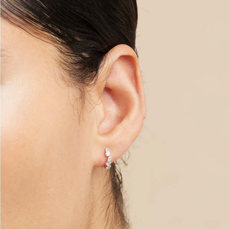 Crystal Pear Huggie Earrings for Women