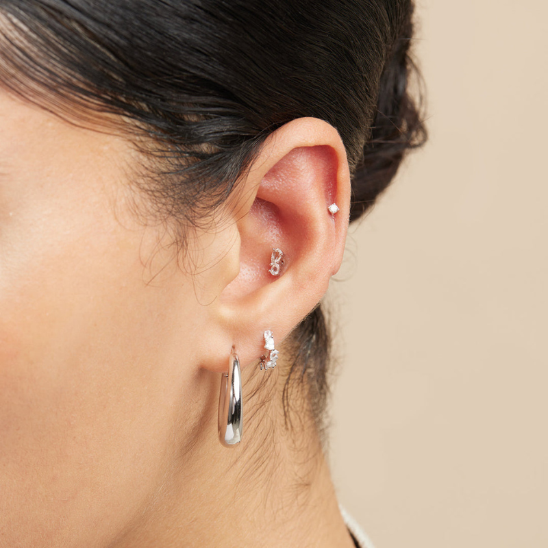 Crystal Pear Huggie Earrings for Women