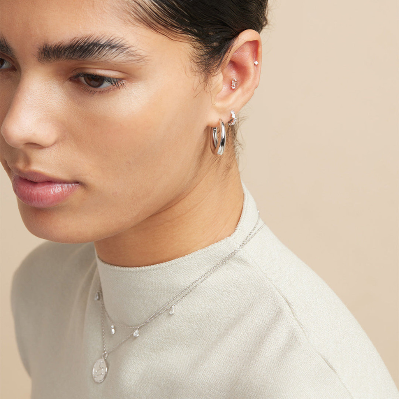 Crystal Pear Huggie Earrings for Women