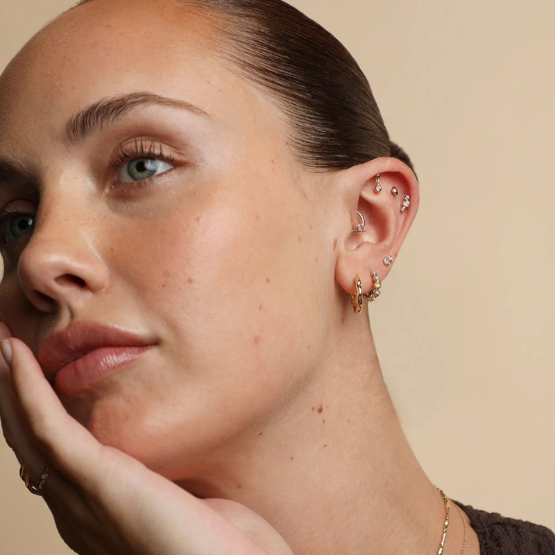Opal Pear Bezel Huggie Earrings for Women